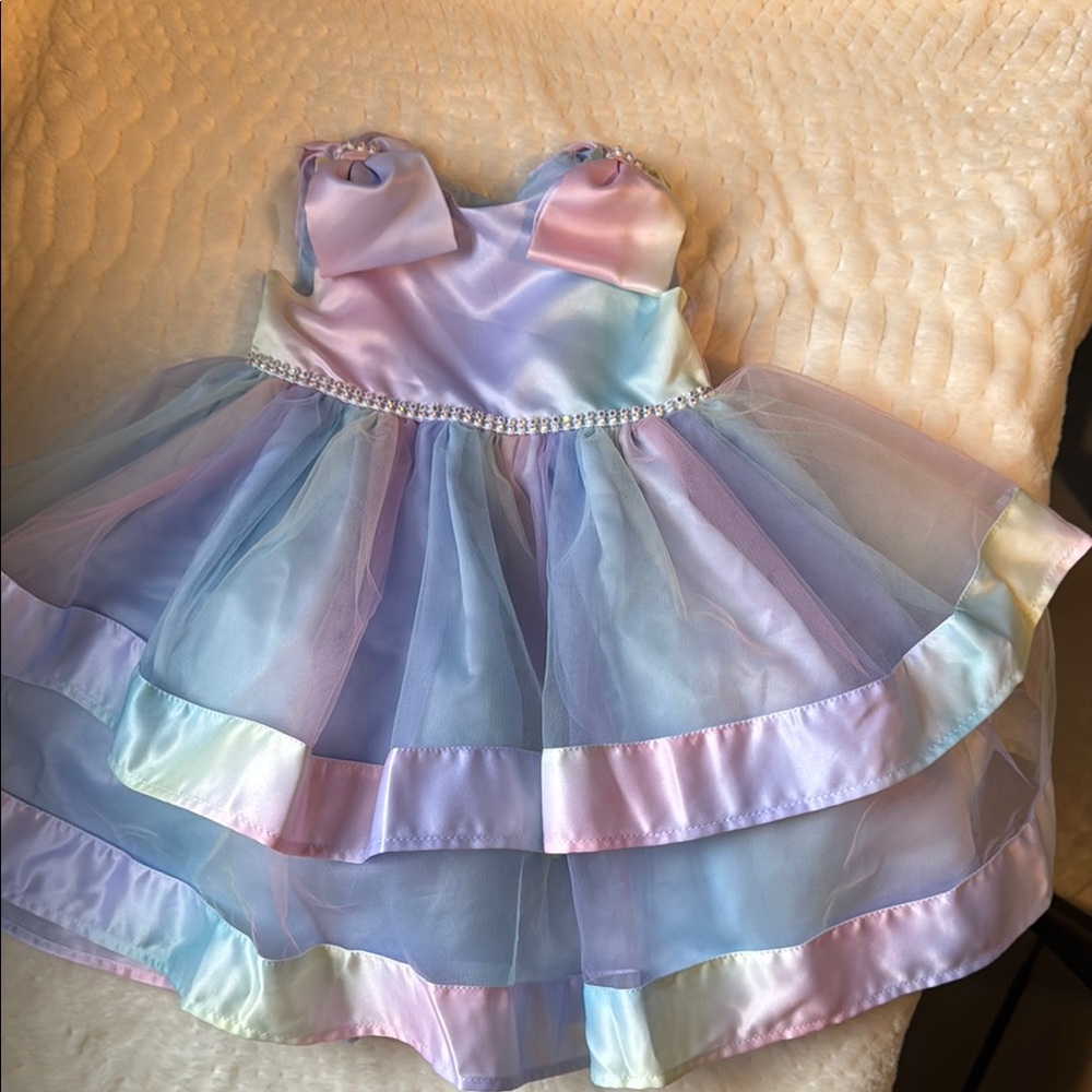 Easter Pastel Rainbow Baby Dress twins